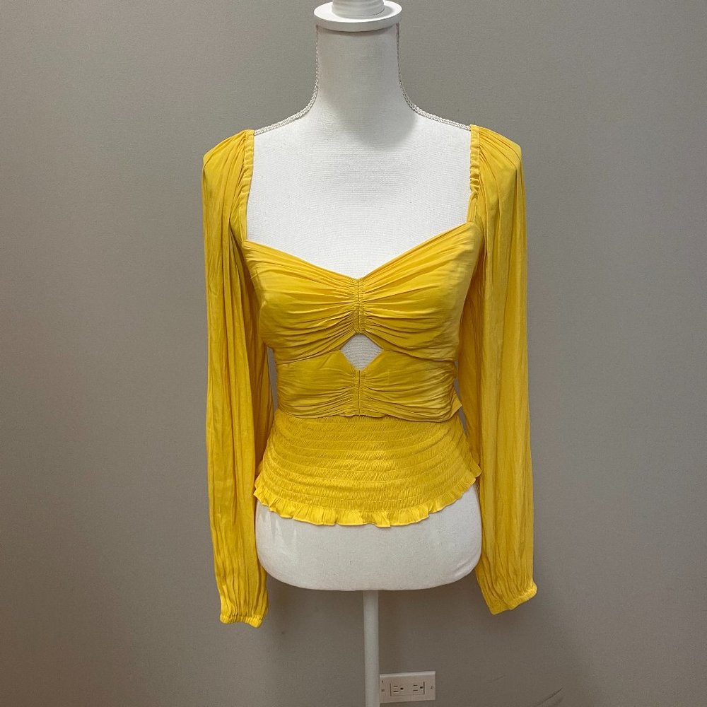 Ramy Brook Yellow Ruched Blouse